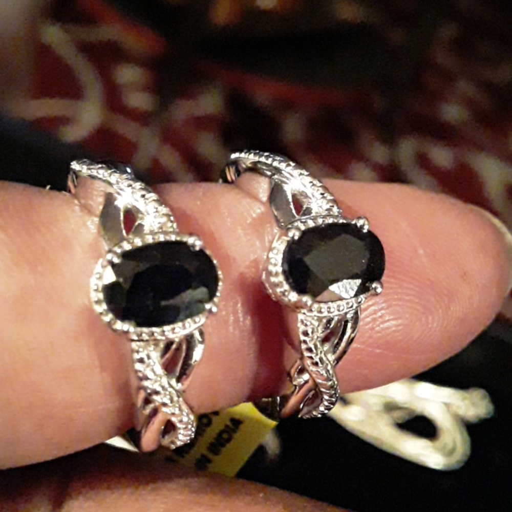 Black sapphire ring , platinum over Sterling